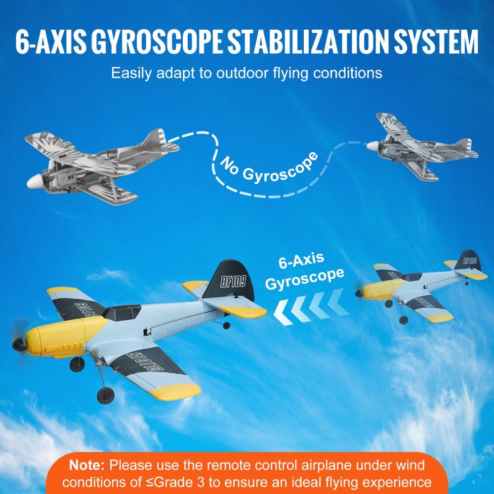 RC-Flugzeug, 2,4 GHz 3-Kanal-Fernsteuerungsflugzeug mit 6-Achsen-Gyro-Stabilisator, flugfertiges Kampfflugzeugspielzeug mit 2 Batterien, einfach zu fliegendes RC-Segelflugzeug für Erwachsene, Kinder, Anfänger und Jungen