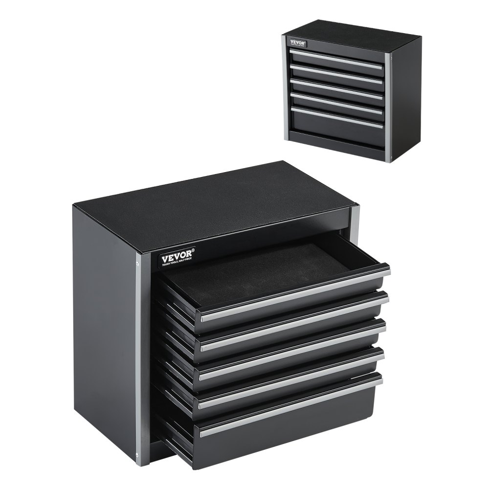 Skrzynka narzędziowa 218x118x205 mm, metalowa skrzynka narzędziowa z 5 szufladami, skrzynka narzędziowa z wkładkami EVA i podkładkami z PP, solidna stal z otworem na łożysko kulkowe i malowana proszkowo, czarna Skrzynka narzędziowa 218x118x205 mm, metalowa skrzynka narzędziowa z 5 szufladami, skrzynka narzędziowa z wkładkami EVA i podkładkami z PP, solidna stal z otworem na łożysko kulkowe i malowana proszkowo, czarna