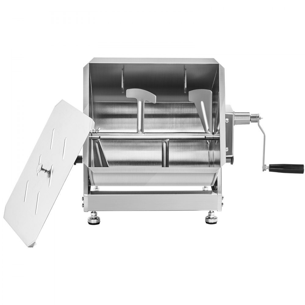 Manual meat mixer, meat processing device with tilting container (maximum mixing of 13.61 kg of meat), meat mixer, sausage mixer with reduction gear, hand mixer for minced meat