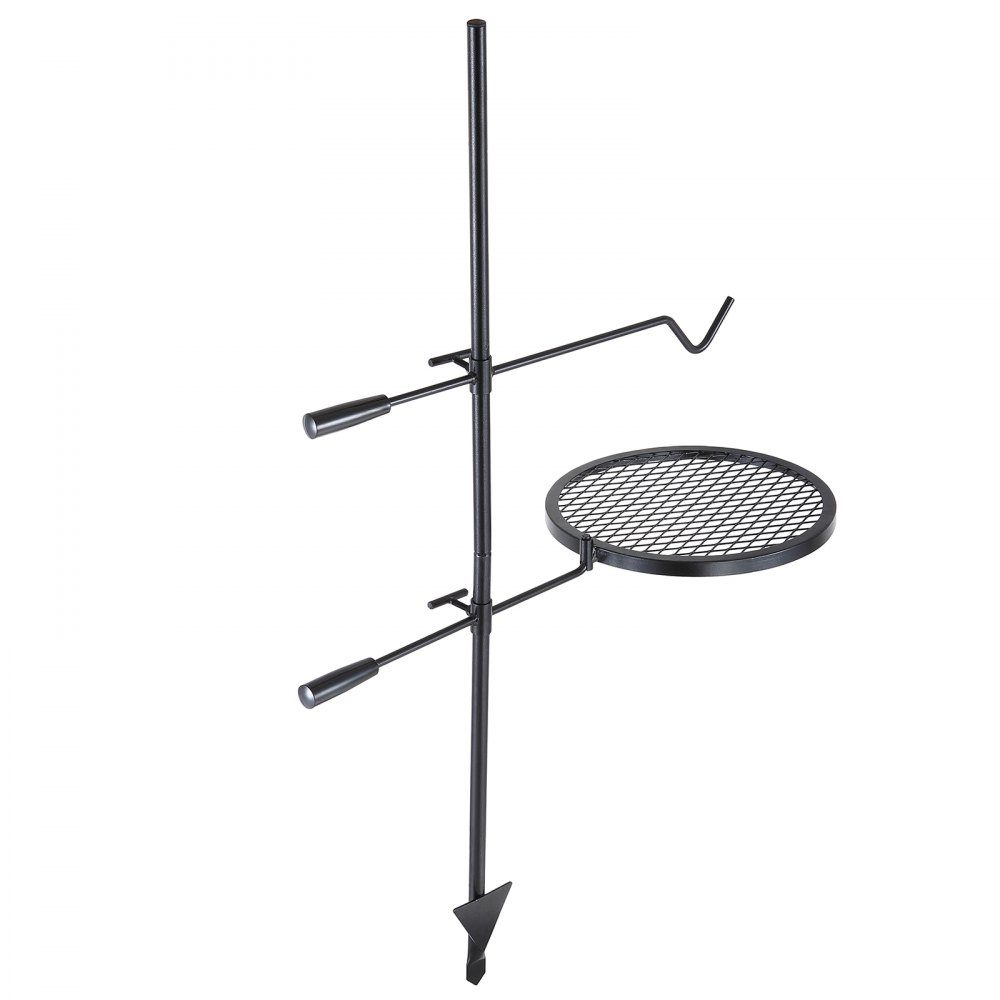 Drehspieß-Schwenkgrill aus Stahl 360 x 360 mm, Holzkohlegrill, doppellagiger Grillrost, Grillrost, 6 kg Tragkraft, 300 ℃, freistehender Spießbratengrill, BBQ-Grill, Grillwagen, Grill im Freien