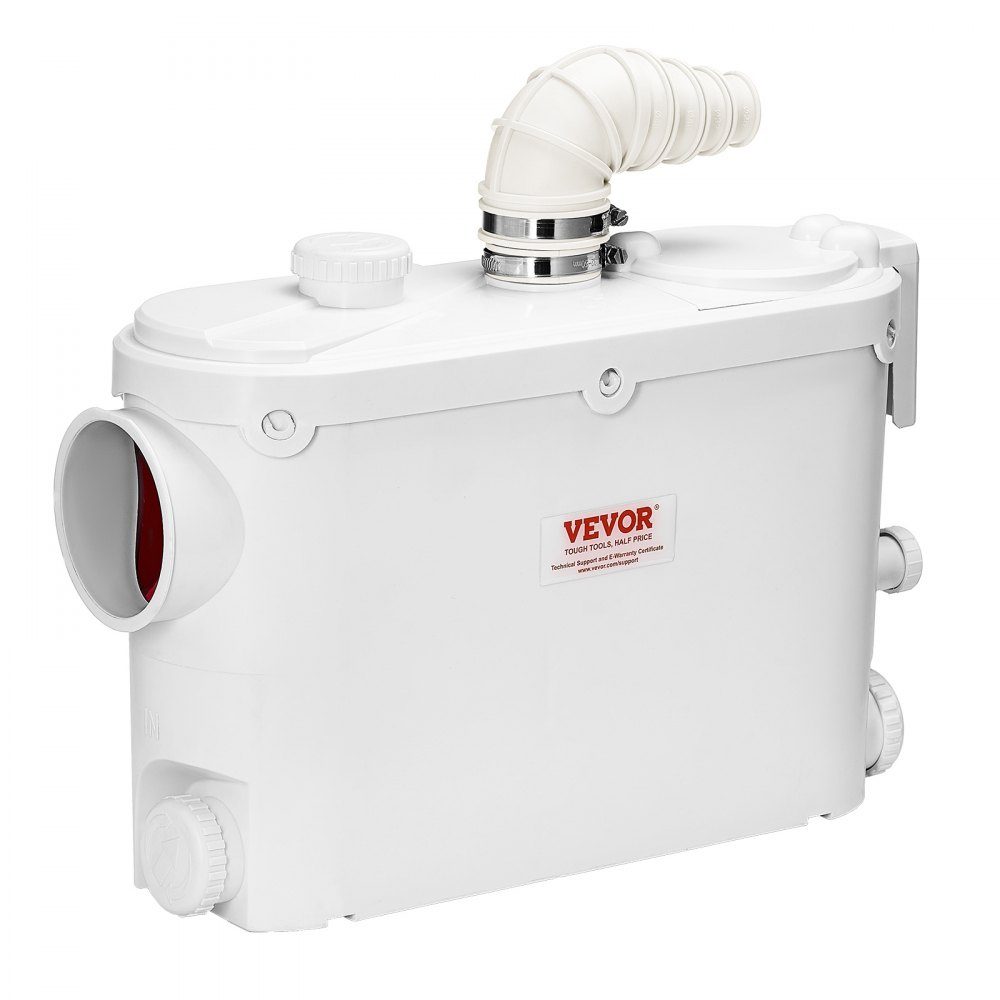 Waste water lifting system 500 W, 6600 l/h flow, 8 m delivery height, waste water pump 2900 rpm with 3 water inlets for cellar, kitchen, sink, shower, bathtub, laundry wastewater disposal, dishwasher