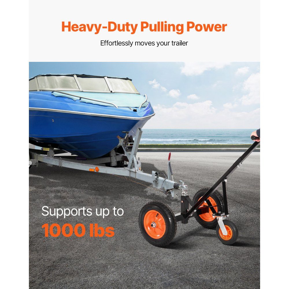 Trailer Dolly, 454kg Support Load, 425 & 560mm Adjustable Height, 50.8mm Ball, 355.6mm Pneumatic Tires, Carbon Steel, for Moving Motorhome Trailers