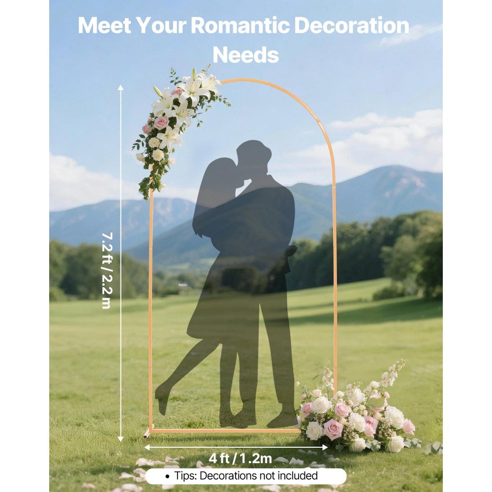 Hochzeitsbogen, 2,2 m x 1,2 m, Hintergrundständer, 1 Set, goldener Metallbogen, Hochzeitsbogen, Ballonbogen für Hochzeiten, Geburtstagsfeiern, Abschlussfeiern, Feiertage und Zeremoniendekoration
