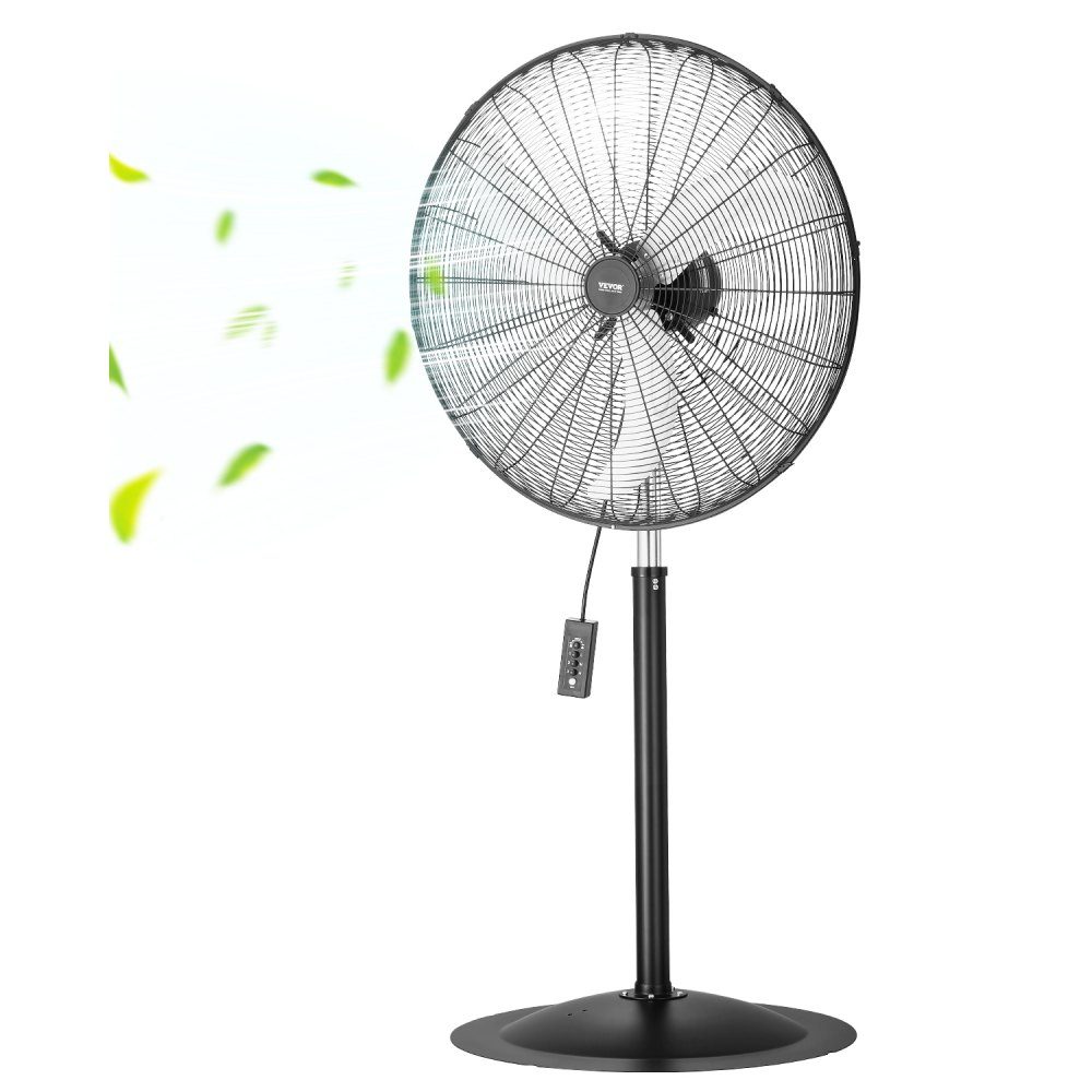 Industrial Pedestal Fan 810mm 85 Degree Oscillation Fan Height Adjustable Fans with 3 Adjustable Speeds Wind Machine for Workshop Warehouse Black