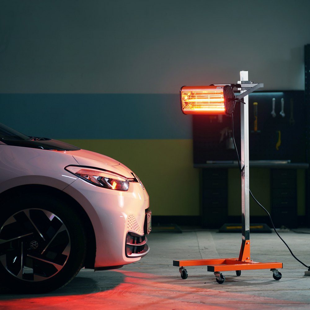 Infrared curing lamp, 1500W, 1-60 min time setting, automatic curing lamp with automatic heater and holder, 31.8 m² baking area, spray booth heaters, paint dryer