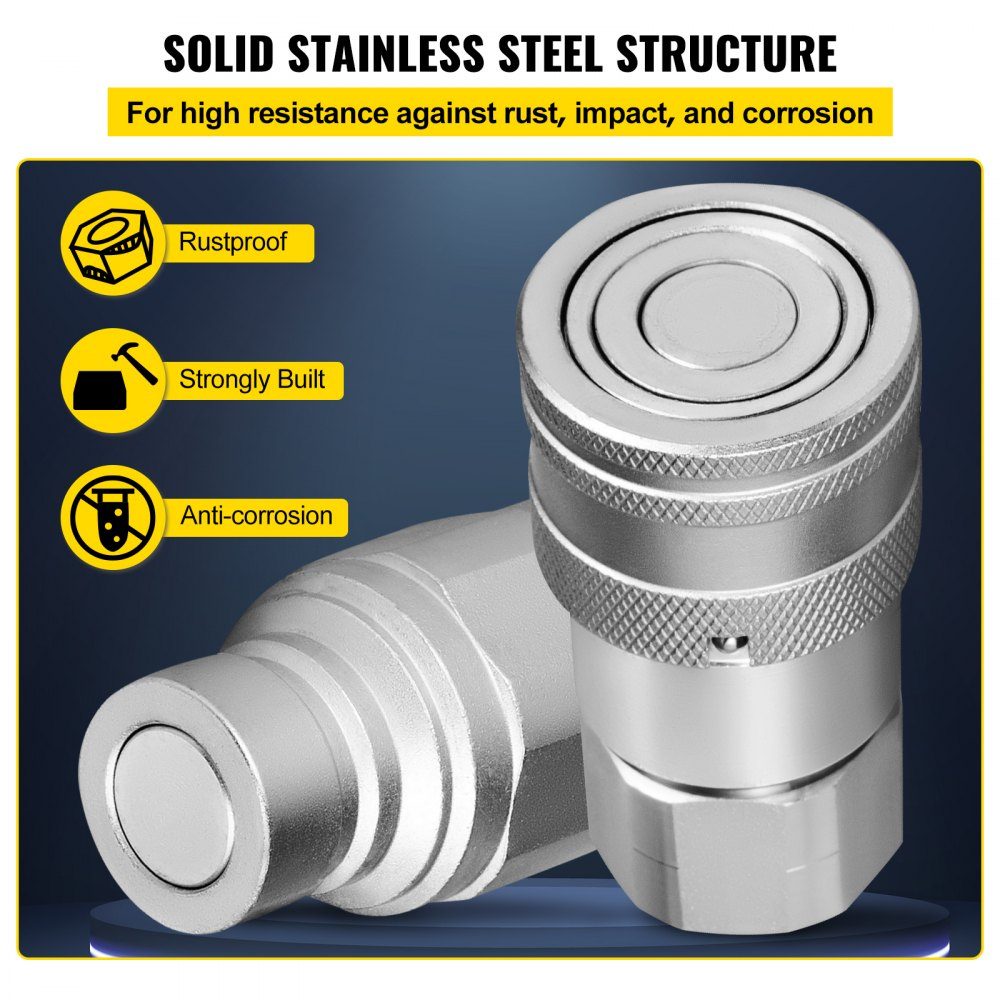 Coupleur rapide hydraulique 3/4NPT, coupleur hydraulique 3/4 corps, 20,7 MPa, coupleur hydraulique, coupleur rapide, 106 L/min, coupleur rapide hydraulique (ISO 16028)