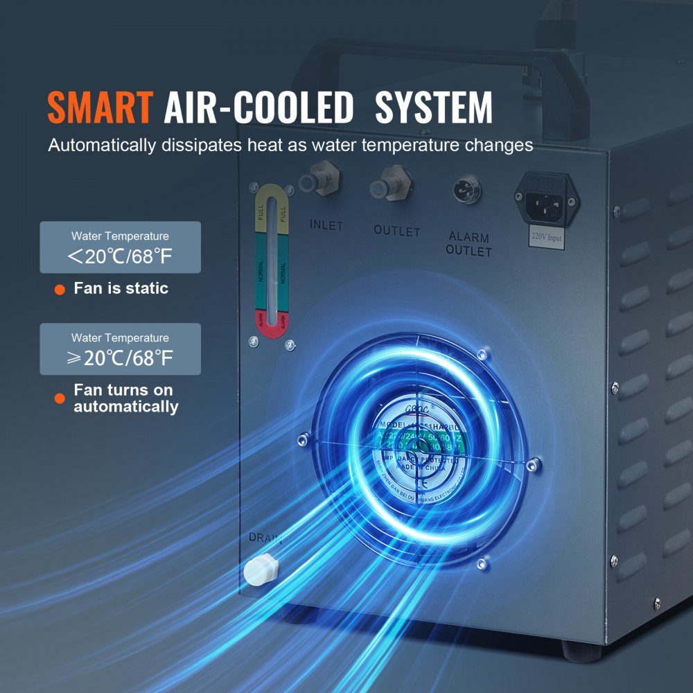 Industrial Water Chiller, CW-3000, 80W Air Cooled Industrial Water Chiller Cooling System with 12L Water Tank Capacity, 12L/min Maximum Flow Rate, for Laser Engraving Machine Cooling Machine