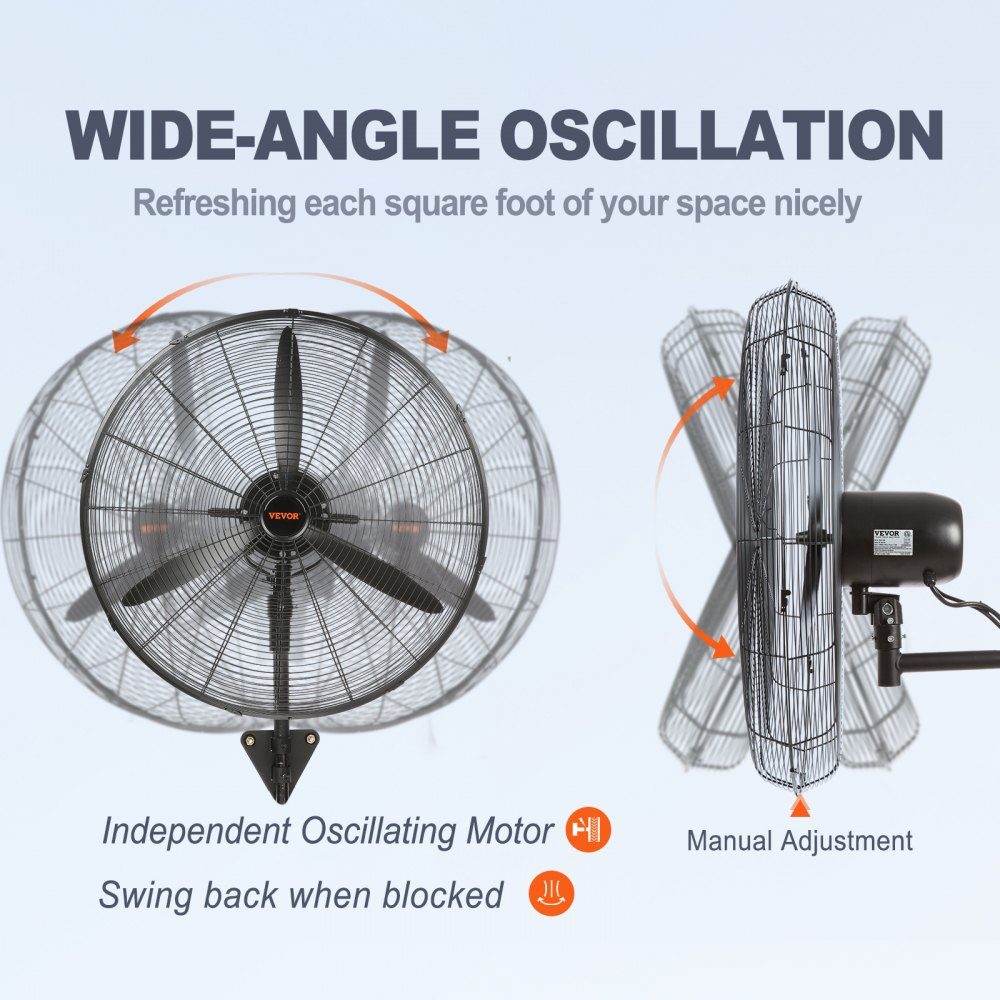 Mist Fan, 29.5 Inch Waterproof Industrial Fan, 3 Speeds, 9500 CFM, Commercial or Residential Fan for Cooling Warehouses, Greenhouses, Workshops