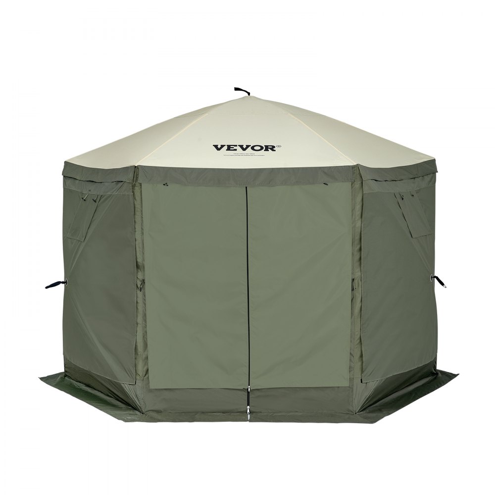 Pop-up-Pavillonzelt, Pop-up-Zelt mit 6 Seitenüberdachungen, Sonnenschutz mit 6 abnehmbaren Sichtschutz-Windtüchern und Netzfenstern, 10 x 10 Fuß, Schnellaufbauzelt mit Moskitonetz, Armeegrün Pop-up-Pavillonzelt, Pop-up-Zelt mit 6 Seitenüberdachungen, Sonnenschutz mit 6 abnehmbaren Sichtschutz-Windtüchern und Netzfenstern, 10 x 10 Fuß, Schnellaufbauzelt mit Moskitonetz, Armeegrün