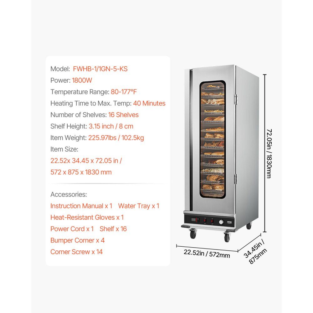 Réchauffeur de nourriture Hot Box, chauffe-collation à 16 niveaux, bol d'eau, porte en verre simple et étagères réglables, armoire chauffante en acier inoxydable, idéal pour conserver la pizza, le poulet