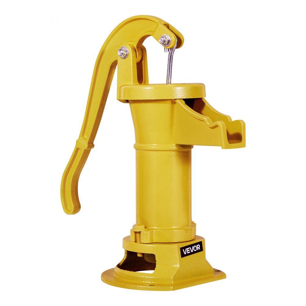 Antike Vintage Stielpumpe, 7,6 m Förderhöhe, nostalgische Gusseisenpumpe, Springbrunnenpumpe, Handpumpe, NPT 1-1/4 Zoll Anschluss, Gartenpumpe, für Garten, Teich, Hof, Bauernhof, Gelb