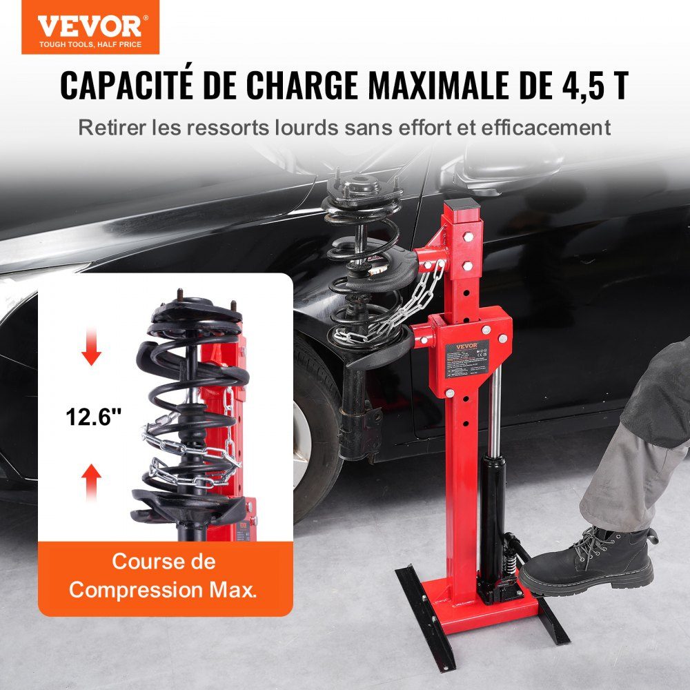 4.5 Ton Car Tool Hydraulic Spring Compressor 1 Ton Rated Pressure Strut Clamp 11-13cm and 14-17cm Spring Lock Shock Absorber Tensioner with Leakproof Hydraulic Pump