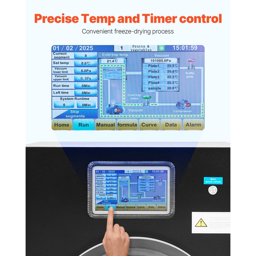 Freeze Dryer Freeze Drying Machine Drying Equipment (4-6kg Capacity) for Food with 4 Layer Trays and Adjustable Temperature and Time, for Fruit Black
