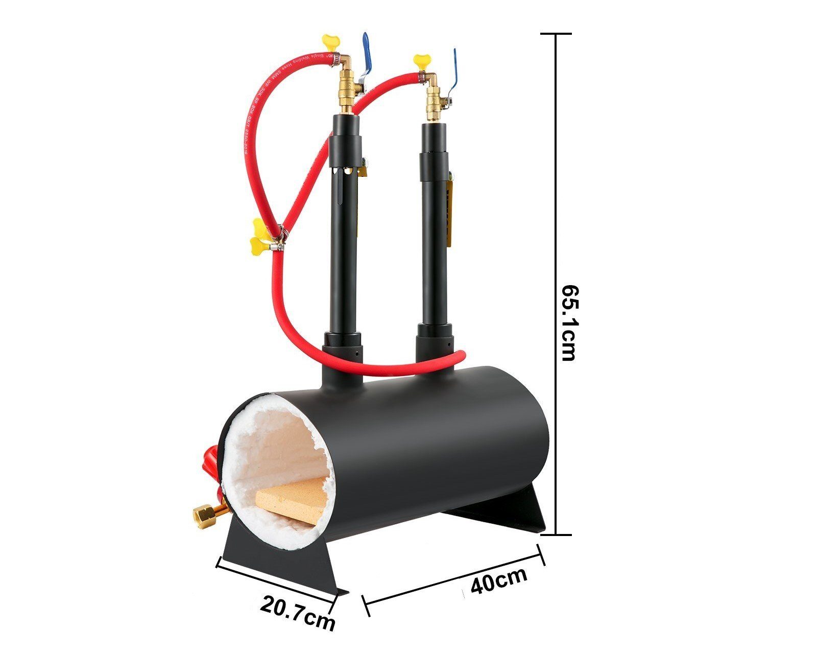 XXL starter set gas forge furnace 1350 °C, burner forge 14 L, forge furnace with two burners, lining with aluminum silicate fiber, metal forge max. output 153.6 kWh / 524,000 BTU, farrier