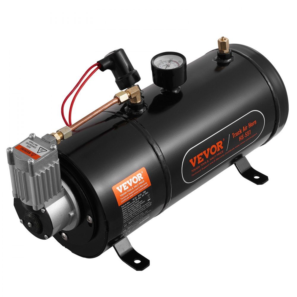 12V Air Compressor Kit with Tank 3L, Train Horn Air Compressor Kit, 90-120 PSI Working Pressure, Integrated Air Compressor System for Train Air Horns, Inflating Tires, Trucks, SUVs, etc. Black