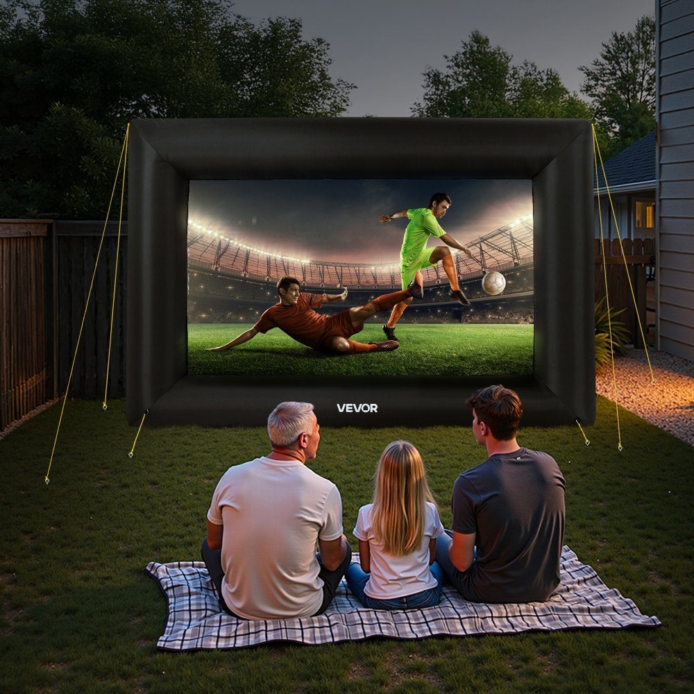 Aufblasbare Filmleinwand, Projektionsprojektor-Leinwand aus 600D, Projektionsleinwand mit tragbarer Aufbewahrungstasche, 16:9, Filmprojektion für Heimkino-Themenparty, Poolspaß (378 x 160 x 317 cm)