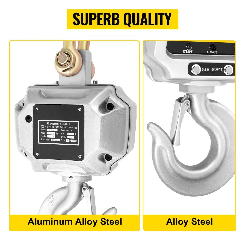 Digital Play Scale 5000kg High Accuracy Digital Hanging Scale Electronic Crane Scale Hanging Scale Digital Hook Mini Portable Hanging Scale with LCD Display for Travel Suitcase Fishing