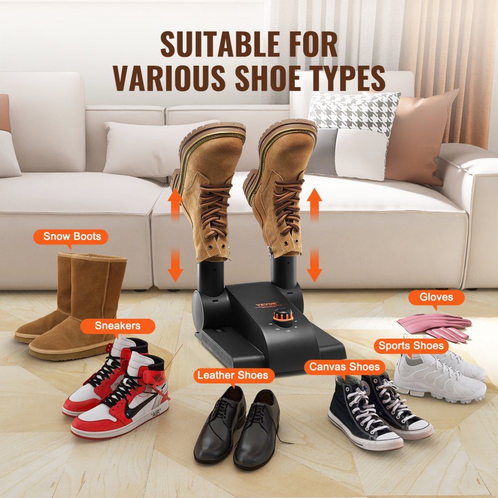 180° folding 2-tube shoe dryer, boot dryer, black & orange