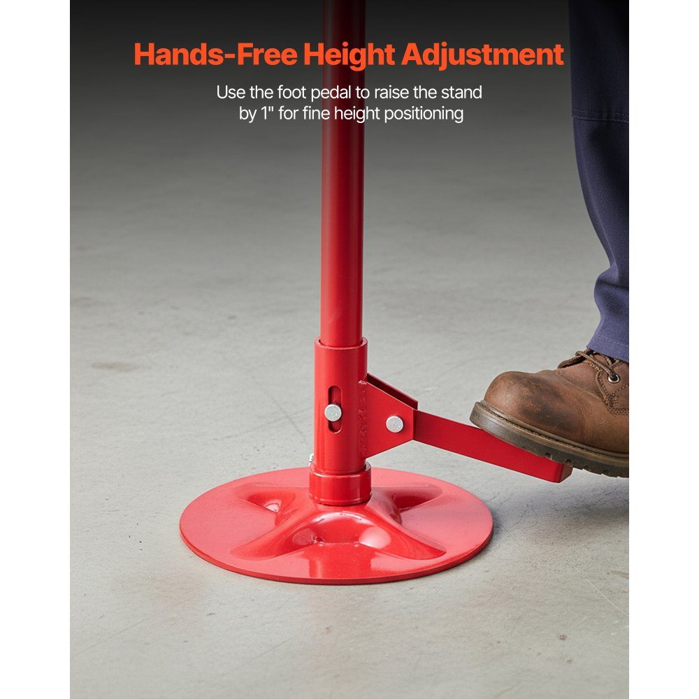 Support de dessous de caisse 750 kg réglable en hauteur (1320-2032 mm) avec poignée rotative à roulement à billes et pédale pour soutenir les composants du véhicule, réparation automobile