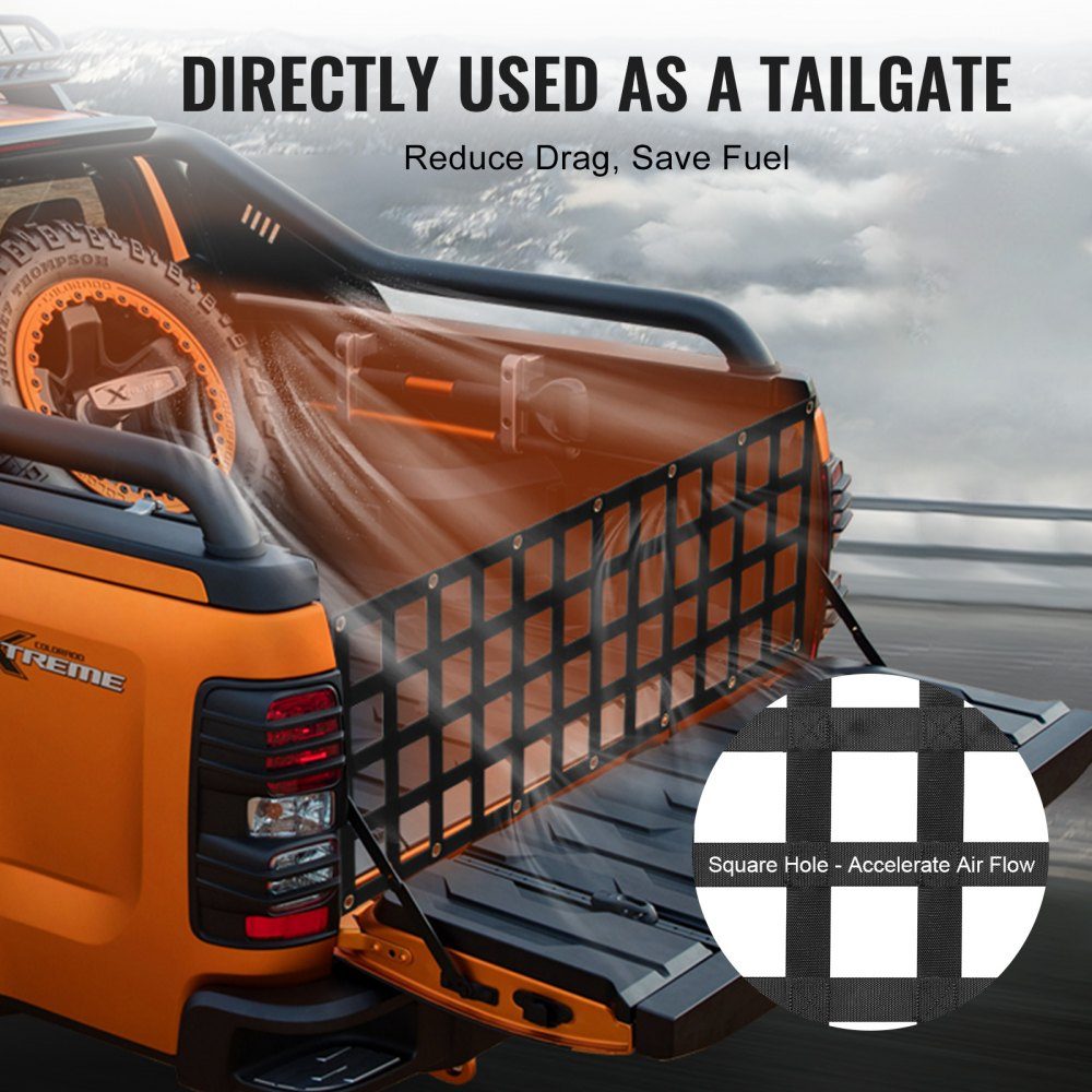 Tailgate Net 1525x470mm Truck Bed Net with 4 Adjustable Telescopic Straps Extendable and Durable Flexible Adjustment Cargo Net Suitable for Pickup Trailer Truck Jeep SUV