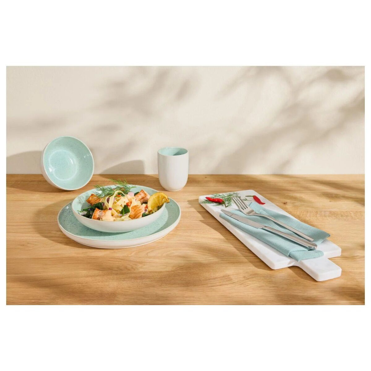 SILVERCREST® “Porto” tableware set, 24 pieces (green)