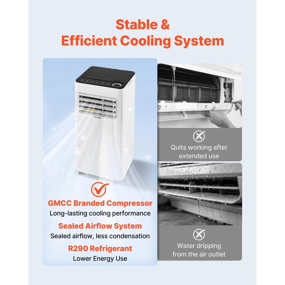 Mobile Air Conditioner 7000 BTU 2.05KW with Exhaust Hose, 3-in-1 Mobile Air Conditioner with Cooling, Ventilation, Dehumidification, Portable Air Conditioner with LED Display, Remote Control, 24 Hour Indoor Timer