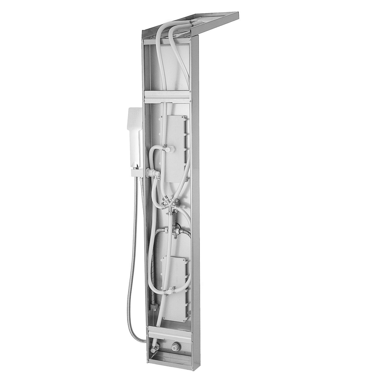 Colonne de douche 5 en 1, colonne de douche à effet de pluie, douchette à main en cascade d'hydromassage en acier inoxydable (argent séparé)