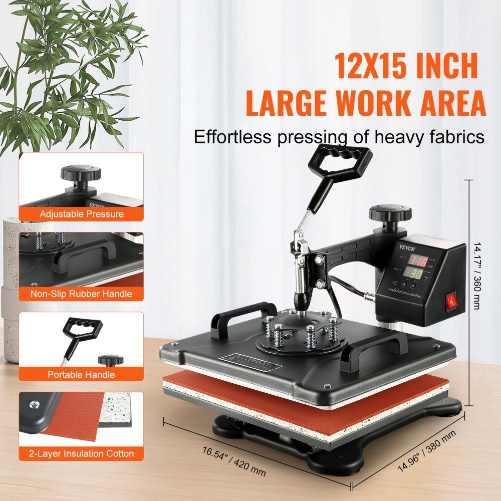Heat Press 8 in 1 Heat Press Machine 38x30cm T-Shirt Press Machine Heat Press Machine DIY Heat Press with Digital LED Temperature