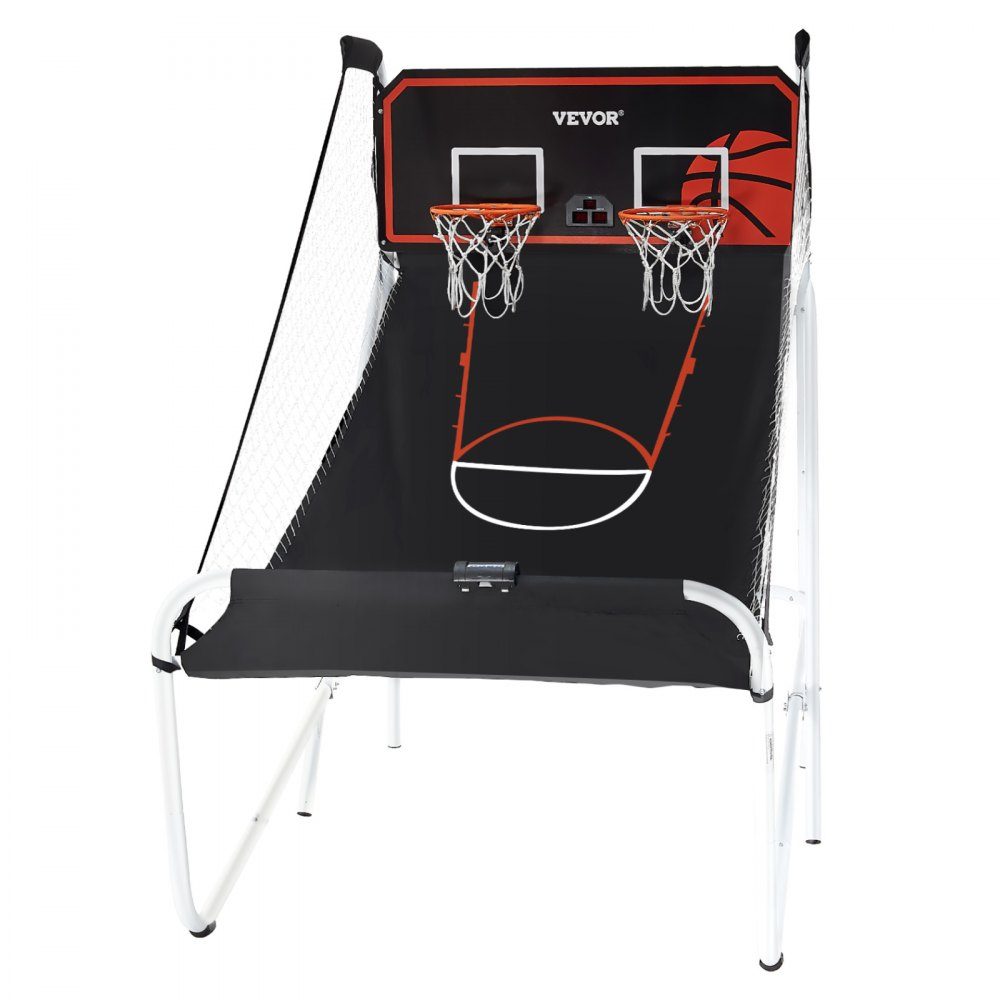 Faltbaes Indoor-Basketballspiel für 2 Spieler, Basketballmaschine, Basketballballständer mit 5 Bällen & 8 Spielmodi & 2 Basketballkörben & aufblasbarer Pumpe, für Kinder, Erwachsene (Schwarz & Weiß)