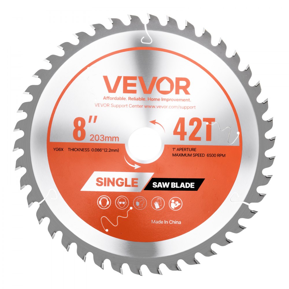 Lame de scie circulaire (203 mm φ et 42 dents tranchantes et 2,2 mm d'épaisseur) idéale pour le contreplaqué, le bois dur OSB, compatible avec la scie circulaire, lame de scie en alliage avec évacuation de la chaleur réduisant le bruit