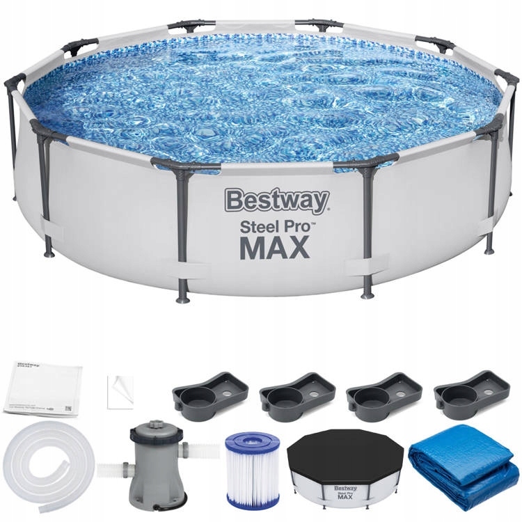 Piscine à cadre BESTWAY Steel Pro Max d'environ 305x76 cm avec système de filtration dans un kit de démarrage XXL Piscine à cadre BESTWAY Steel Pro Max d'environ 305x76 cm avec système de filtration dans un kit de démarrage XXL