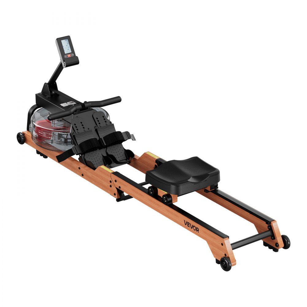 Rowing Machine 6 Level Quiet Resistance, Foldable Wooden Water Rowing Machine mit 14-l-Wassertank and LCD Monitor, Bluetooth App Compatible, 158kg Weight Capacity, Immersive Rowing Machine