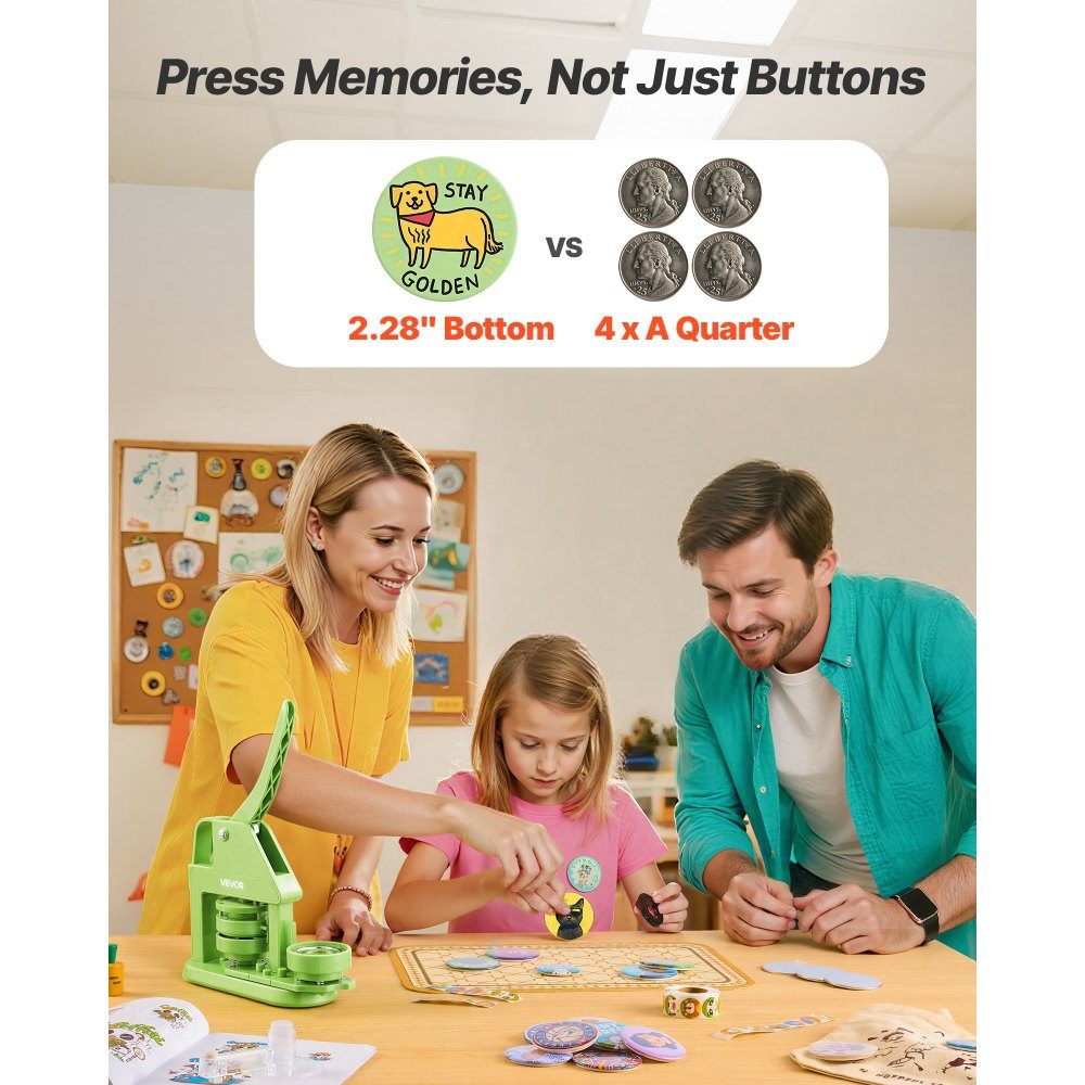 Button Machine 58mm Button Maker Machine with 100 Button Parts Mr. Panda Magic Book Circle Cutter & Allen Key Pin Maker Button Maker for DIY Badges & Personalized Pins