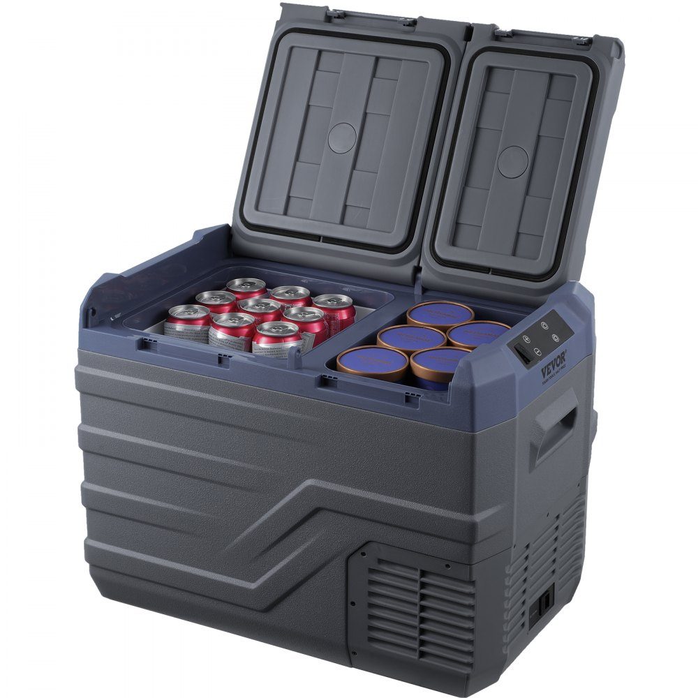 Autokühlschrank, 12-V-Autokühlschrank, tragbarer 32-L-Zweizonen-Gefrierschrank, einstellbarer Bereich von -4℉ bis 68℉, 12/24V DC und 100-240V AC Kompressorkühler für Outdoor, Camping, Wohnmobil