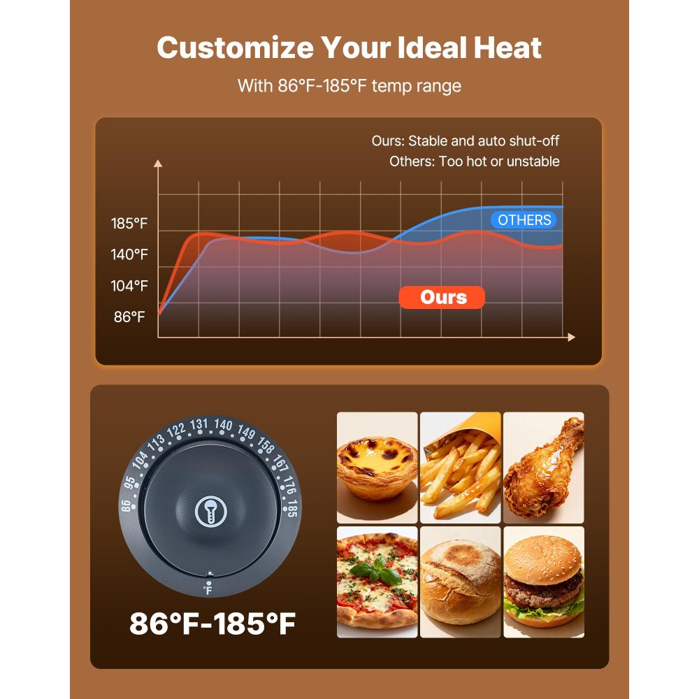 Comptoir chauffant à 3 niveaux 57 L, vitrine chauffante 800 W, comptoir chauffant 30-85 °C, chauffe-plats avec éclairage LED et étagères réglables, vitrine alimentaire pour hamburger pizza pain poulet frit
