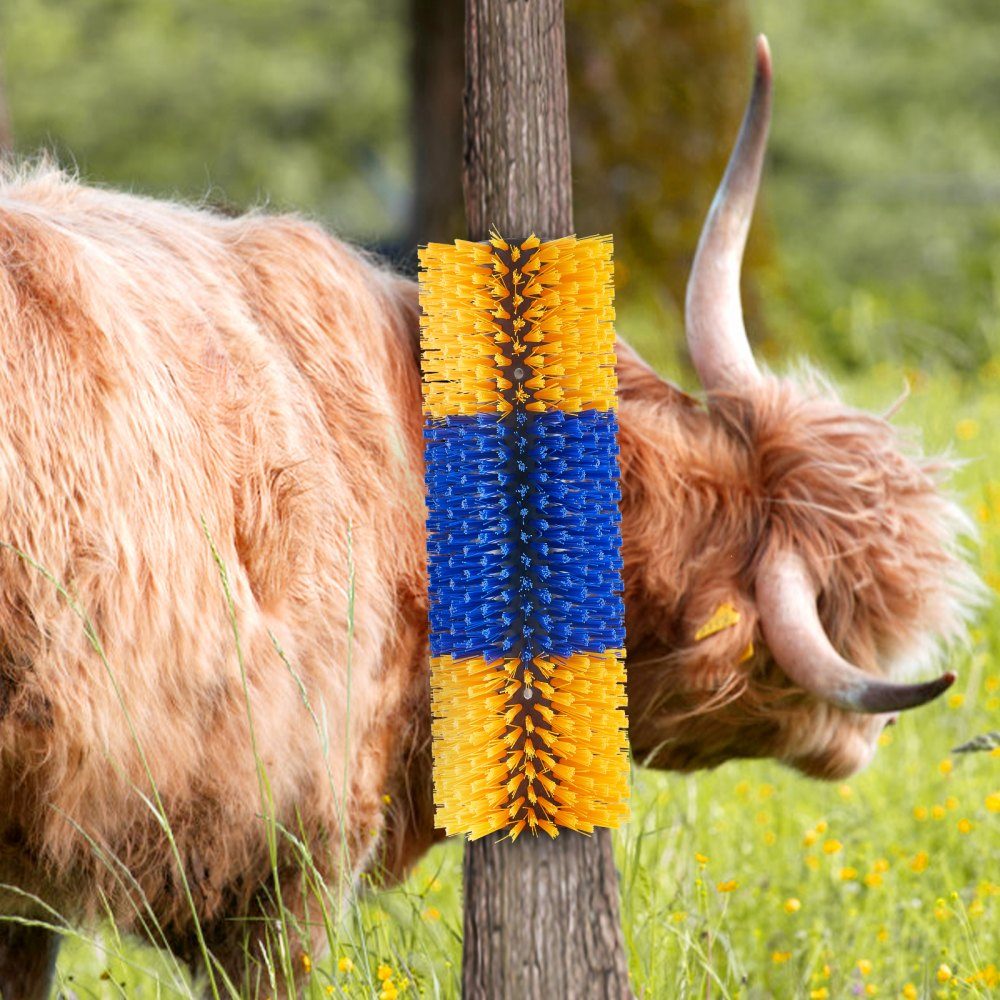 Scratching brush, set of 6 cattle brushes with 12 screws, 51 x 19 x 10 cm scrubbing brush, for relieving itching & for cleaning, grooming & scratching post brush for horses, pigs & cattle