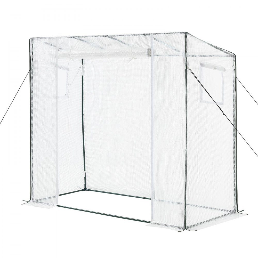 Greenhouse 195x77x146/168 cm, film greenhouse, tomato house with powder-coated steel frame, PE cover, roll-up zipper door & 2 windows, greenhouse for outdoor use
