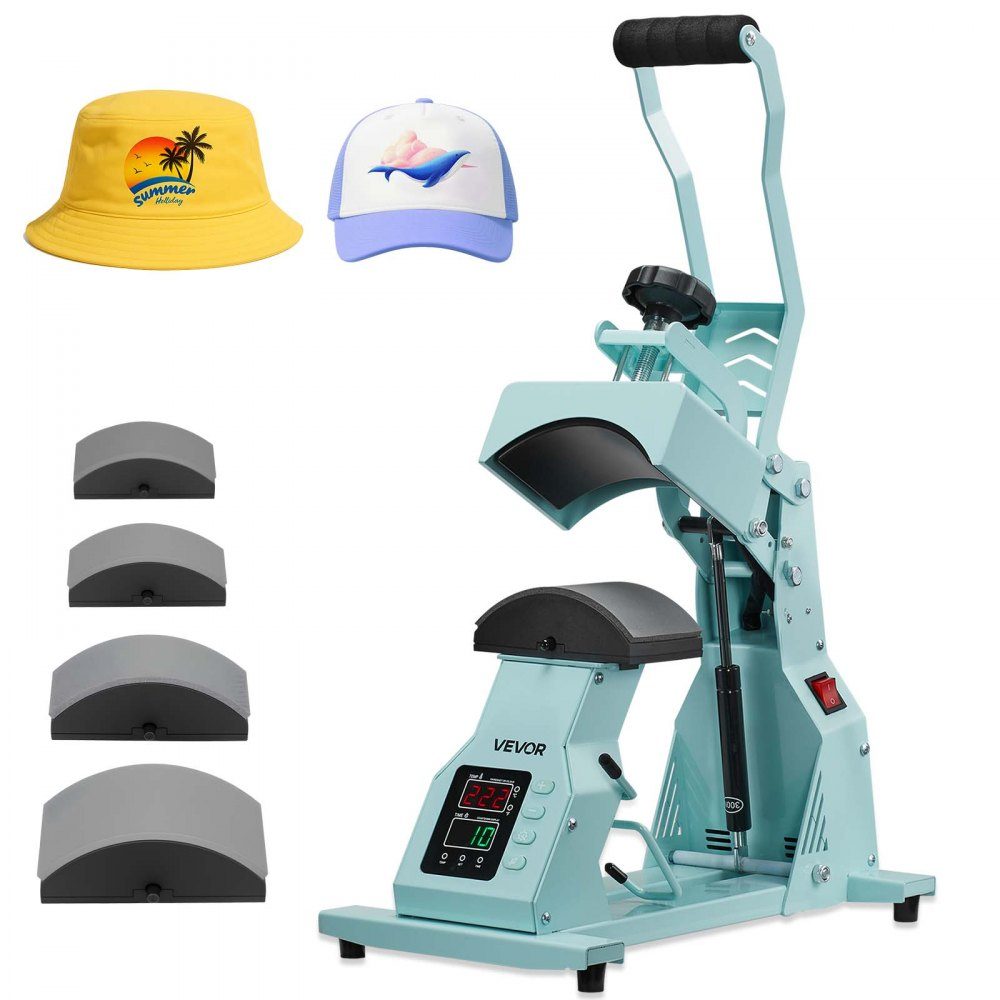 Presse à chapeau avec 4 plaques interchangeables (160x65/160x80/140x65/140x80mm), presse à chaud pour chapeau avec contrôle précis de la température et du temps, presse à chaud pour bandeaux, masques faciaux