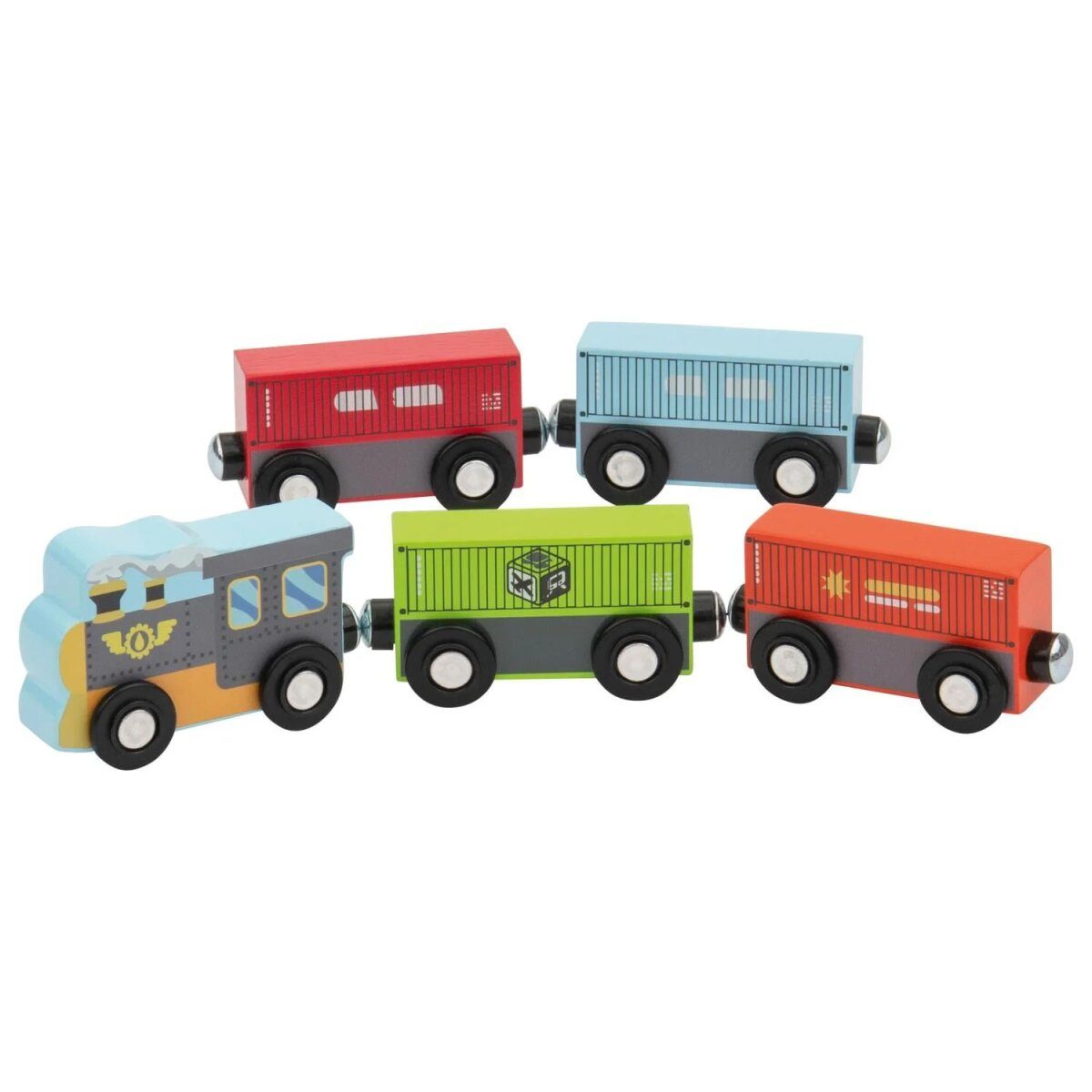 LUPILU® Lastzug / Feuerwehrzug / Kinderzug / Güterzug, 5-teilig (Güterzug)