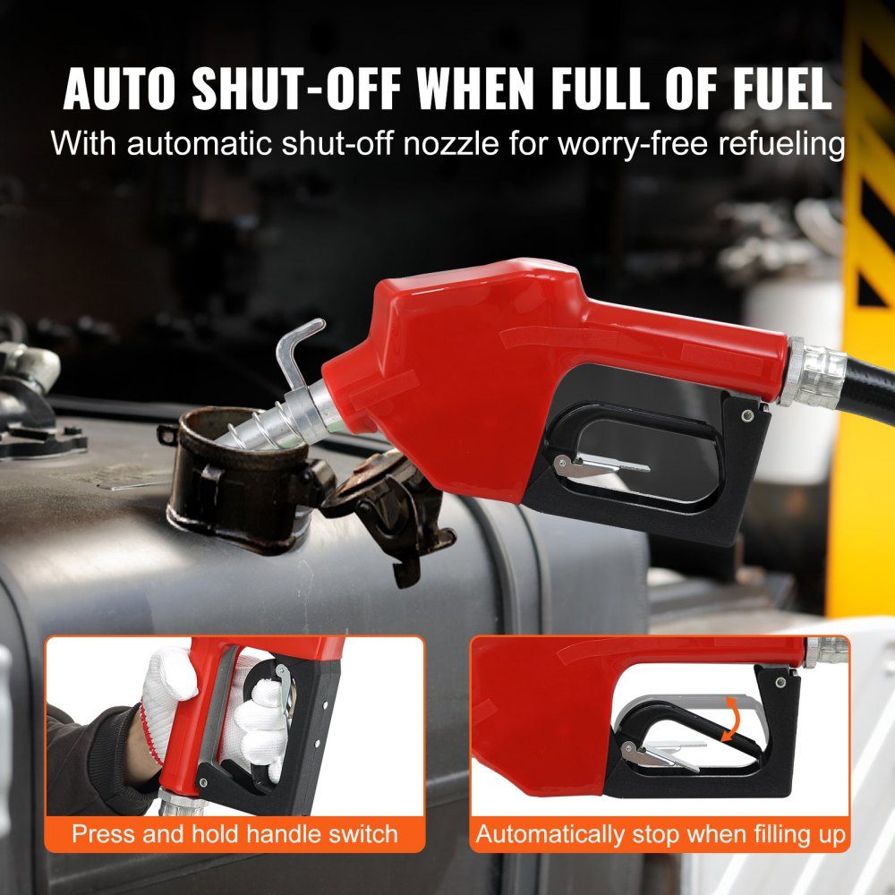 Brandstofopvoerpomp, 12 V DC, 60,5 l/min, 1/4 pk, benzinezuigpomp met mondstuk, uitlaatslang en zuigleiding voor benzine, diesel, kerosine, ethanol en methanolmengsels en biodiesel