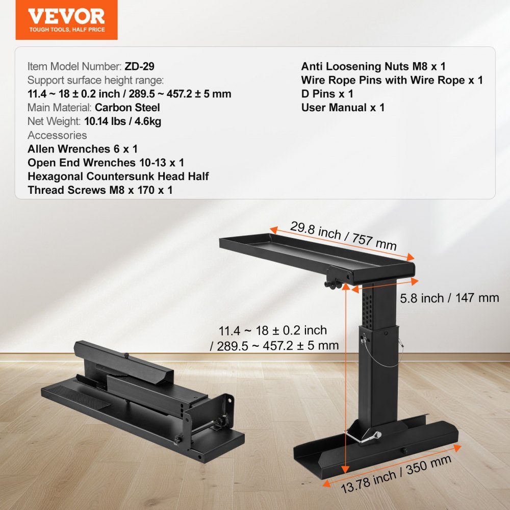 Ladder Leveler, 756,92 x 289,5-457,2 mm Ladderstabilisator voor stalen ladders, opvouwbare ladderbeenleveler, eenvoudig te gebruiken beenstabilisator, accessoires voor verlengingsladders