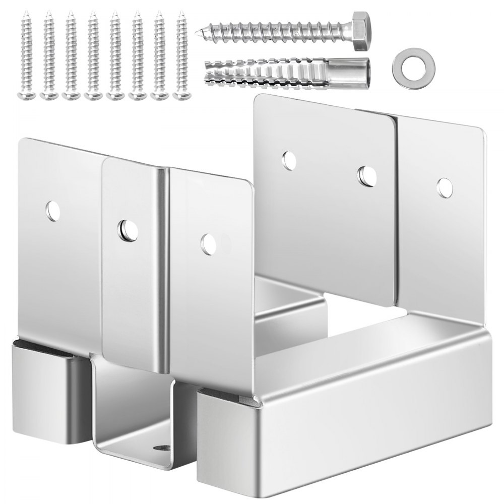 Wsporniki słupków, 10 sztuk, wymiary wewnętrzne 89,6x90,5 mm dla słupków 88,9x88,9 mm, kotwy betonowe, podstawa słupka ze stali węglowej o wysokości rozstawu 25,4 mm, do betonowych pergoli i tarasów