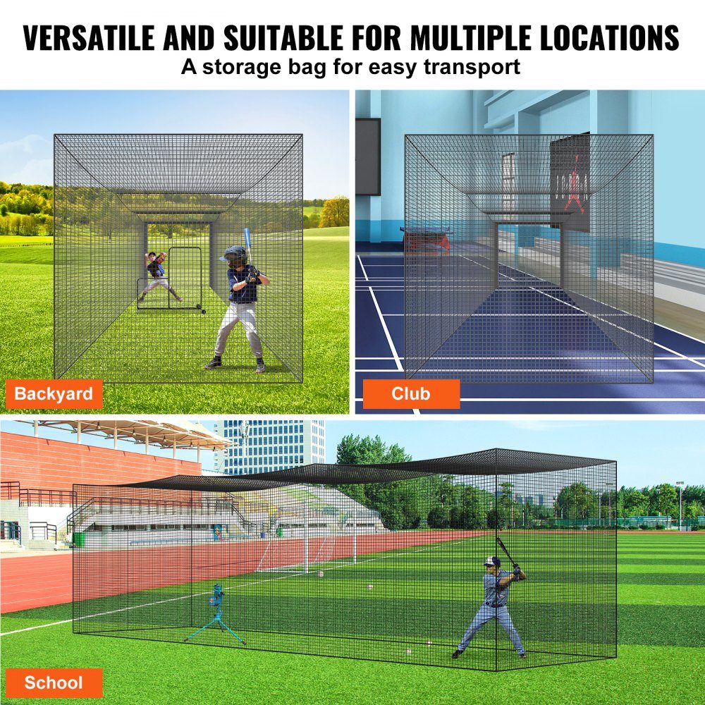 Baseball Batting Cage Net for Home or Backyard, 35 Feet Baseball Cage Net for Batting and Fielding, Baseball Net Batting Cage for Kids or Adults, Black (Net Only)