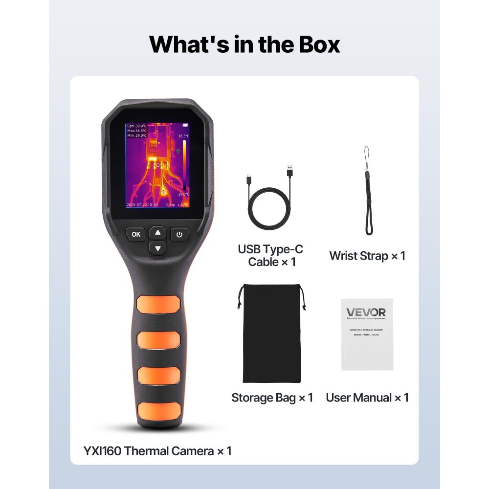 Warmtebeeldcamera, 320x240 TISR superresolutie, thermische camera met 2 MP visuele camera, 160x120 IR-resolutie, 25 Hz vernieuwingsfrequentie, -20°C tot 550°C, 4 beeldmodi en 6 kleurenpaletten Warmtebeeldcamera, 320x240 TISR superresolutie, thermische camera met 2 MP visuele camera, 160x120 IR-resolutie, 25 Hz vernieuwingsfrequentie, -20°C tot 550°C, 4 beeldmodi en 6 kleurenpaletten