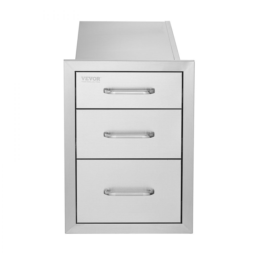 Tiroirs de cuisine d'extérieur, tiroirs de gril encastrés à triple accès en acier inoxydable avec poignée, tiroirs d'îlot de gril pour cuisines extérieures ou stations de gril de terrasse 356 x 516 x 588 mm