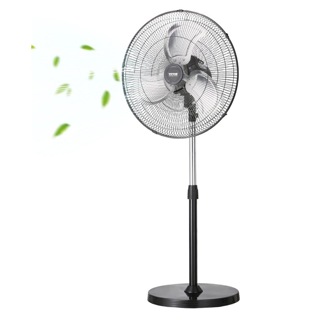 Industrial Pedestal Fan 570mm 90 Degree Oscillation Fan Height Adjustable Fans with 3 Adjustable Speeds Wind Machine for Workshop Warehouse Black