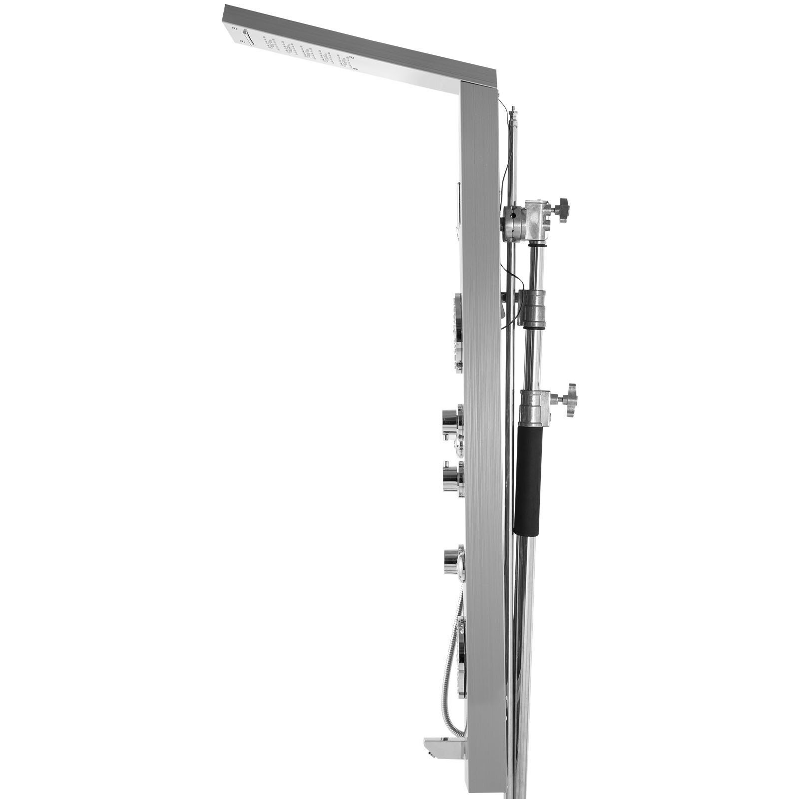 LED-Duschpaneel, 6-in-1-Duschpaneelsysteme aus Edelstahl, verstellbare Massagedüsen, silberner Sprüher, Regenduschpaneel, Wasserfall-Massagesystem für Zuhause, Hotel