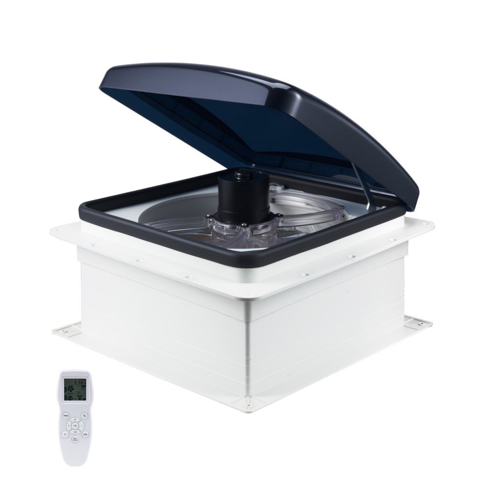 Wentylator RV Wentylator dachowy 12 V Mocny 10-biegowy wentylator spiralny z pilotem Wbudowany silnik prądu stałego Elektryczna pokrywa Pasuje do otworów dachowych 14 "x 14"