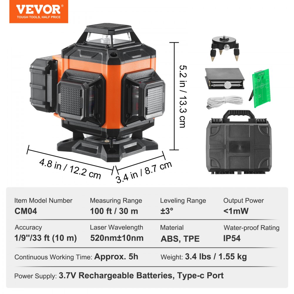 Kreuzlinienlaser 30m Laser-Nivelliergerät selbstnivellierender Linienlaser 520nm ± 10nm Laserwellenlänge Baulaser ± 0,28cm bei 10m Kreuzlaser ± 3° staub- und wasserdicht inkl. Lithiumbatterie Typ-C-Kabel Kreuzlinienlaser 30m Laser-Nivelliergerät selbstnivellierender Linienlaser 520nm ± 10nm Laserwellenlänge Baulaser ± 0,28cm bei 10m Kreuzlaser ± 3° staub- und wasserdicht inkl. Lithiumbatterie Typ-C-Kabel