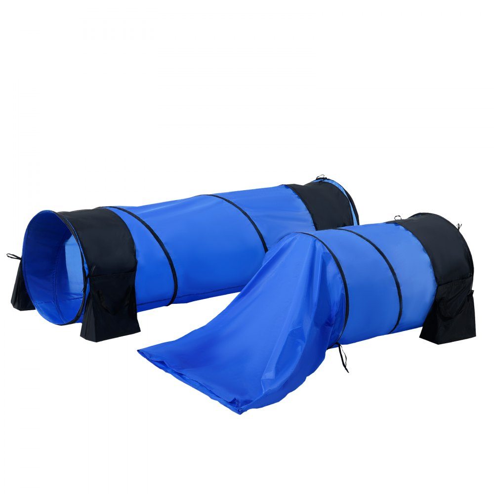 Équipement d'entraînement d'agilité pour chien, ensemble de 7 pièces avec haies hautes réglables, 6 poteaux de slalom, 2 tunnels, anneau de saut, boîte de frein, 3 frisbees, sifflet, bol pliable, ensemble de parcours d'obstacles pour chiot avec 3 sacs